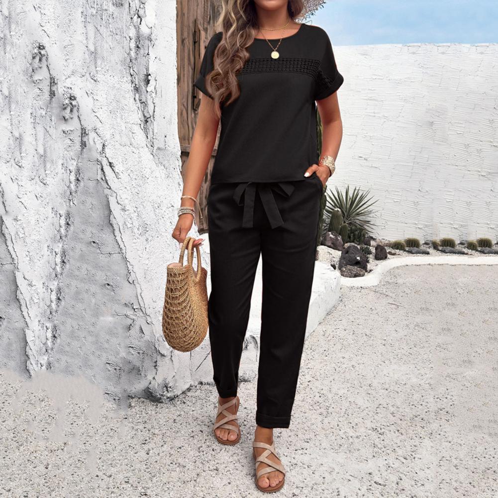 2 Pcs/Set Women Top Pants Suit - огляд і ціна Short Linen Drawstring