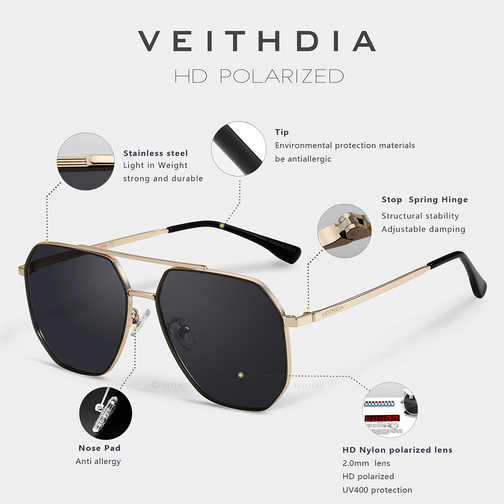 VEITHDIA Brand Nylon Material  - огляд і ціна Sunglasses Aviator Polarized