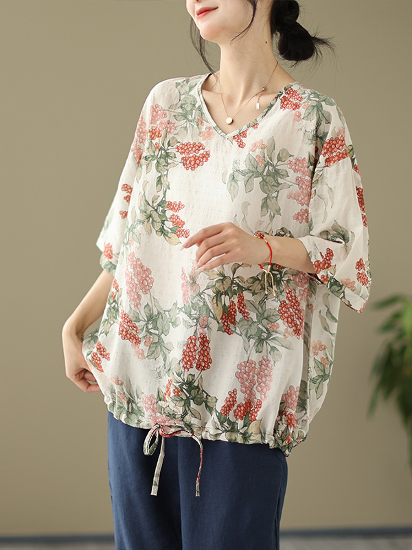 Summer Loose Cotton Linen Prin - огляд і ціна Short Linen Drawstring